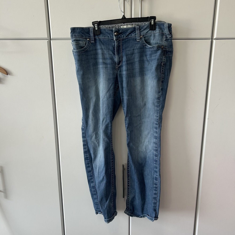 Ariat REAL Denim Mid Rise Straight Icon Jeans Medium Wash 34R 10017216